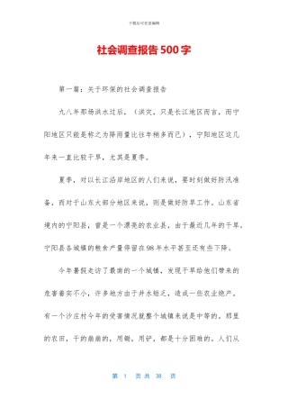 社会调查报告500字