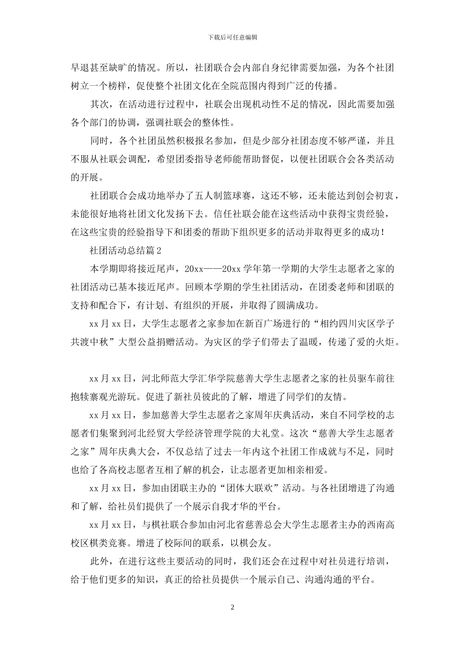 社团活动总结模板锦集10篇_第2页