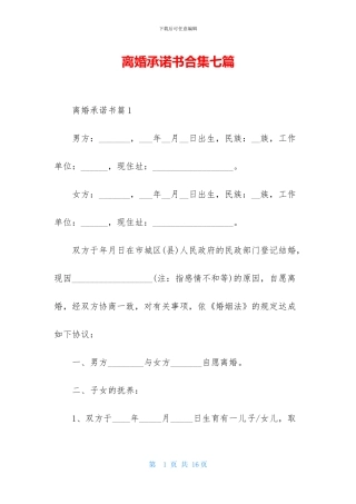 离婚承诺书合集七篇