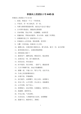 积极向上的团队口号445条