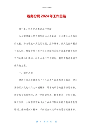 税务分局2024年工作总结