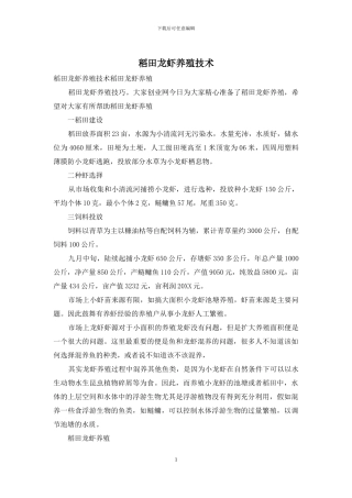 稻田龙虾养殖技术