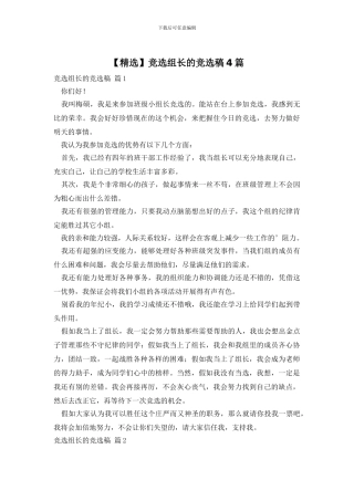 竞选组长的竞选稿4篇