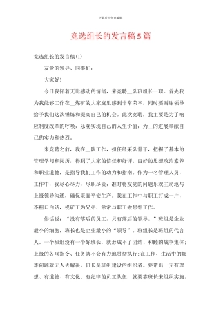 竞选组长的发言稿5篇