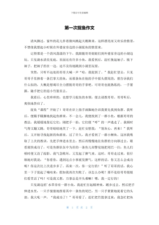 第一次捉鱼作文