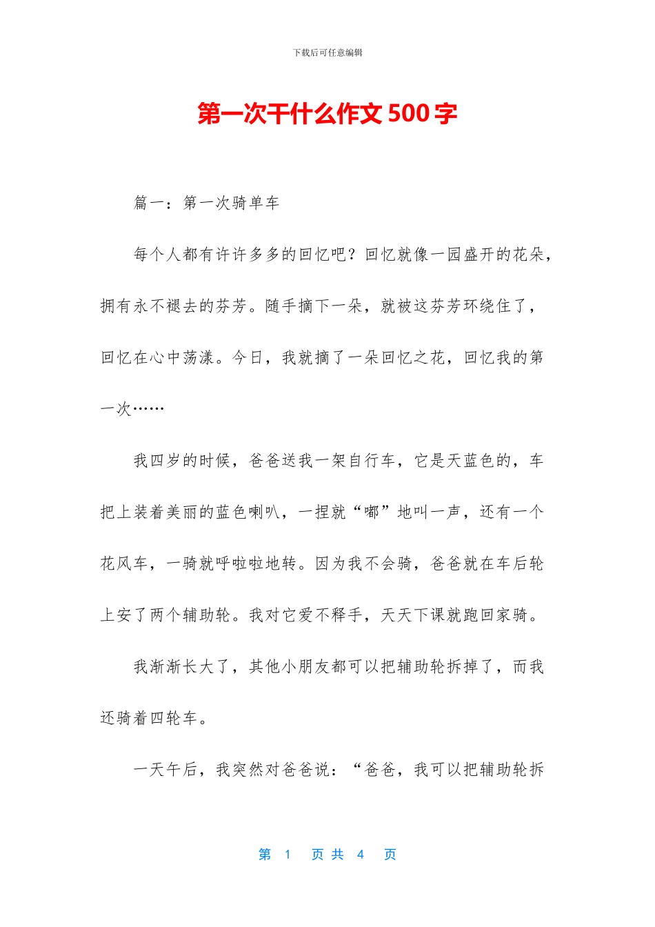 第一次干什么作文500字_第1页