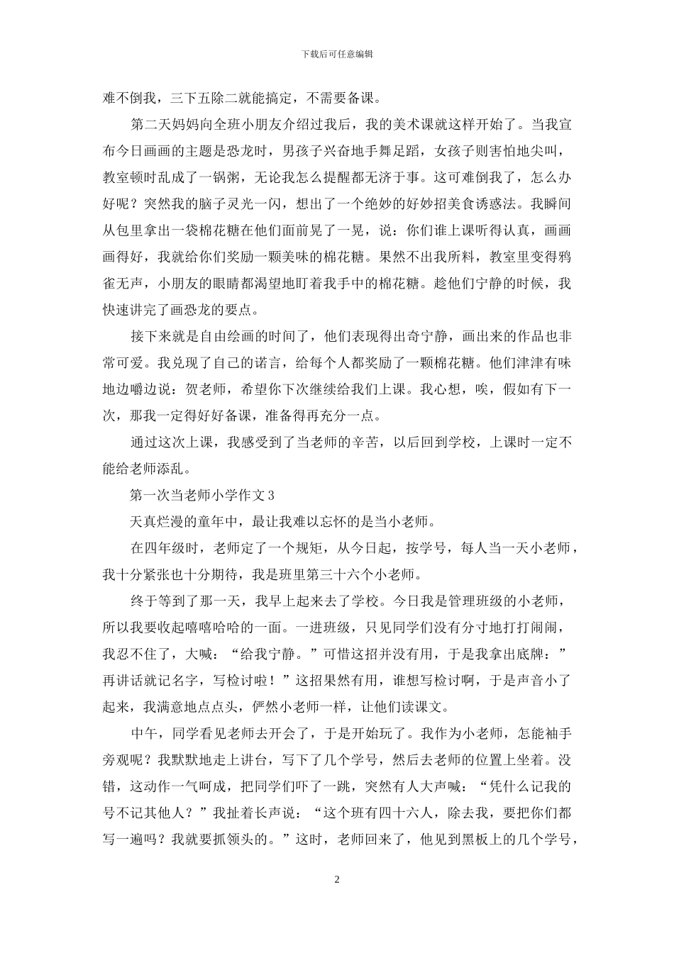 第一次当老师小学作文_第2页
