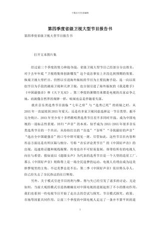 第四季度省级卫视大型节目报告书
