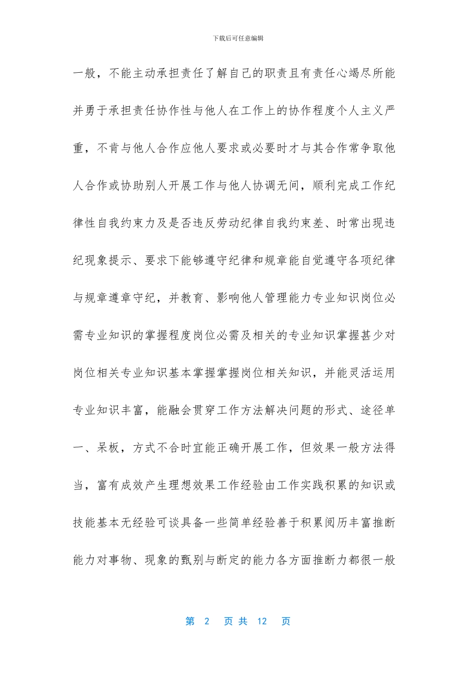 管理人员年度工作评价表_第2页