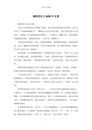 精彩的作文600字3篇