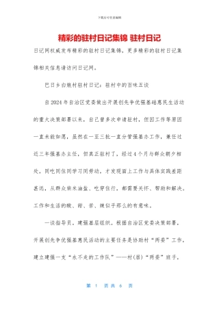 精彩的驻村日记集锦