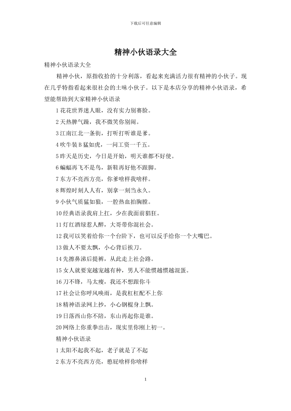 精神小伙语录大全_第1页