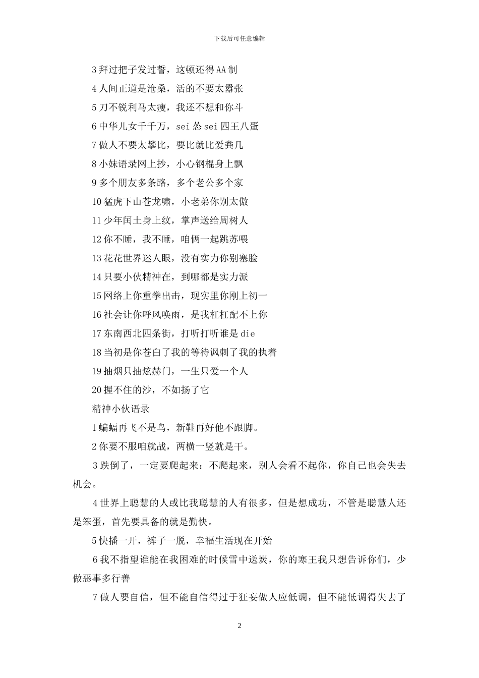 精神小伙语录大全_第2页