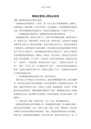 精细化管理心得体会范例