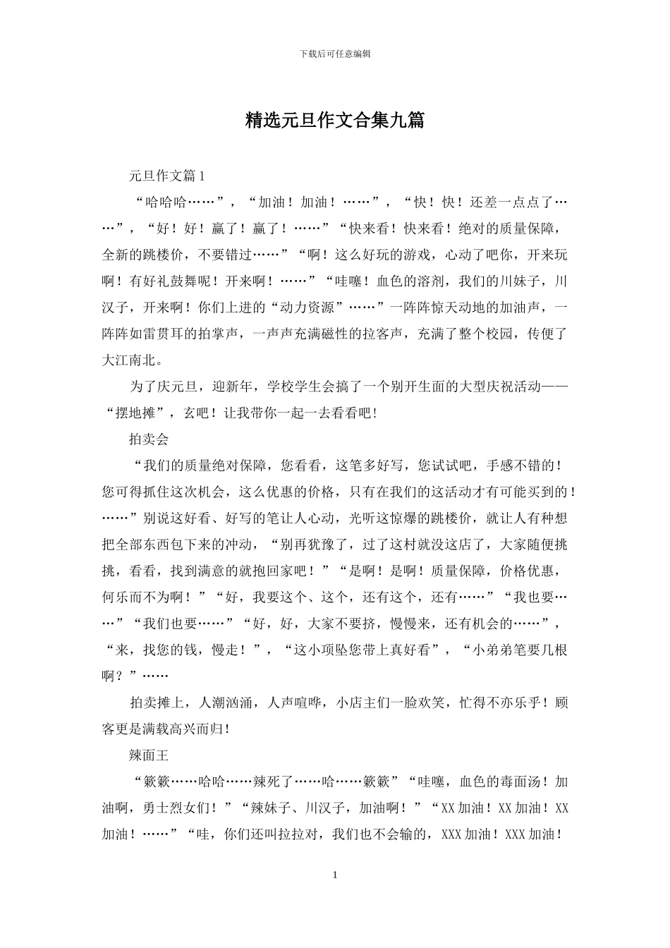 精选元旦作文合集九篇_第1页