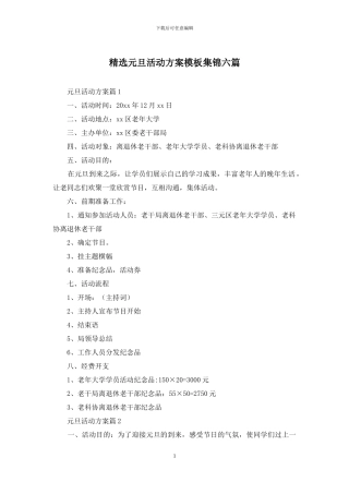 精选元旦活动方案模板集锦六篇