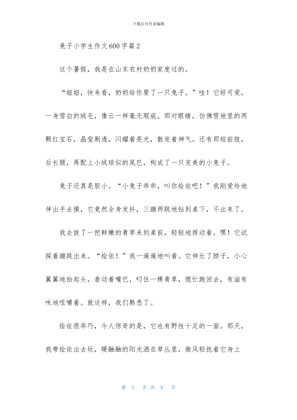 精选兔子小学生作文600字4篇_第3页