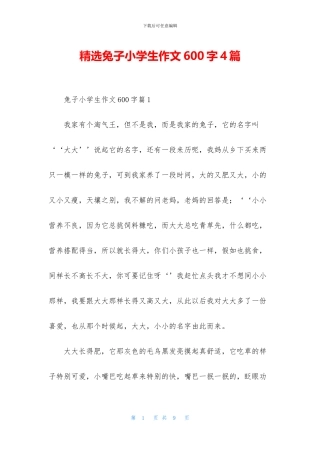 精选兔子小学生作文600字4篇