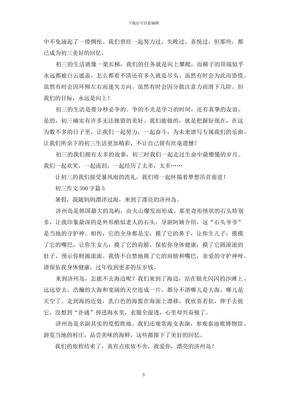 精选初三作文300字集合五篇_第3页