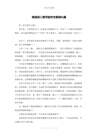 精选初二春节的作文集锦九篇