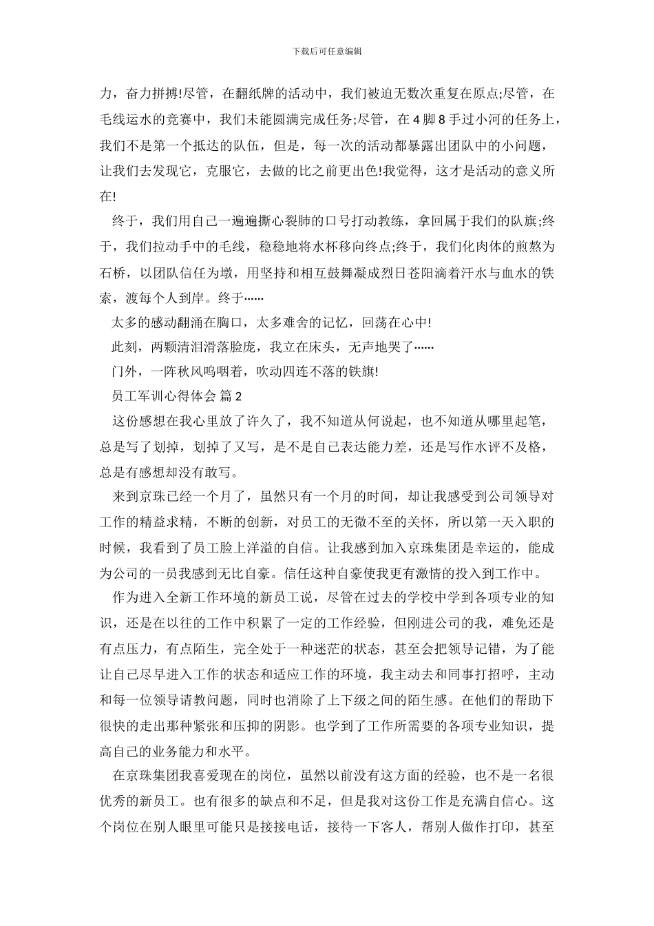 精选员工军训心得体会范文七篇_第3页