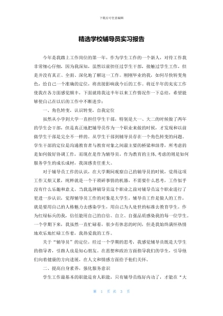 精选学校辅导员实习报告