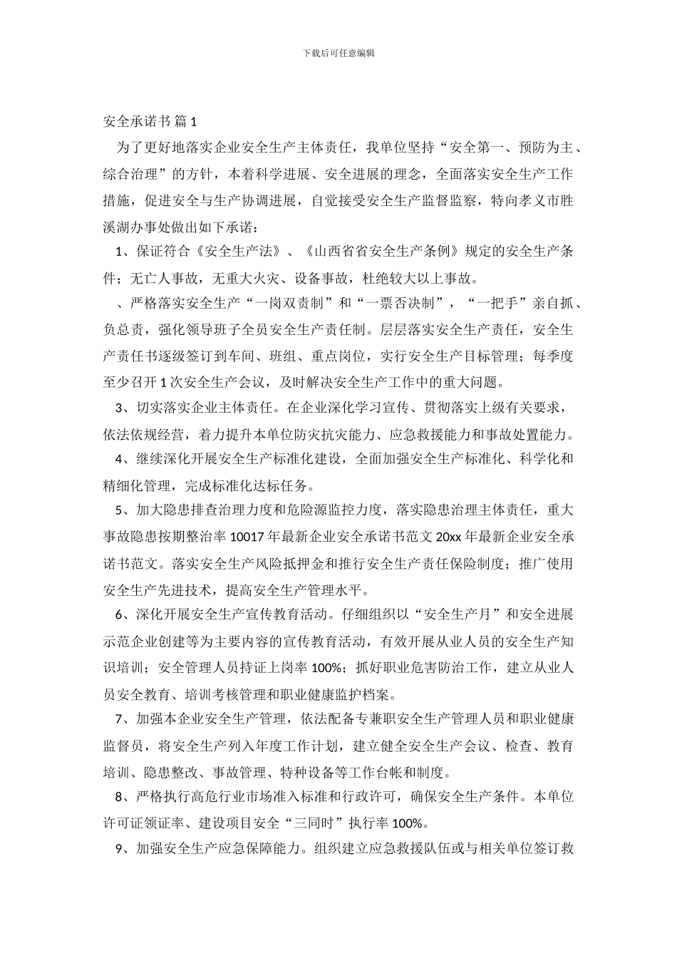 精选安全承诺书模板集锦五篇_第2页