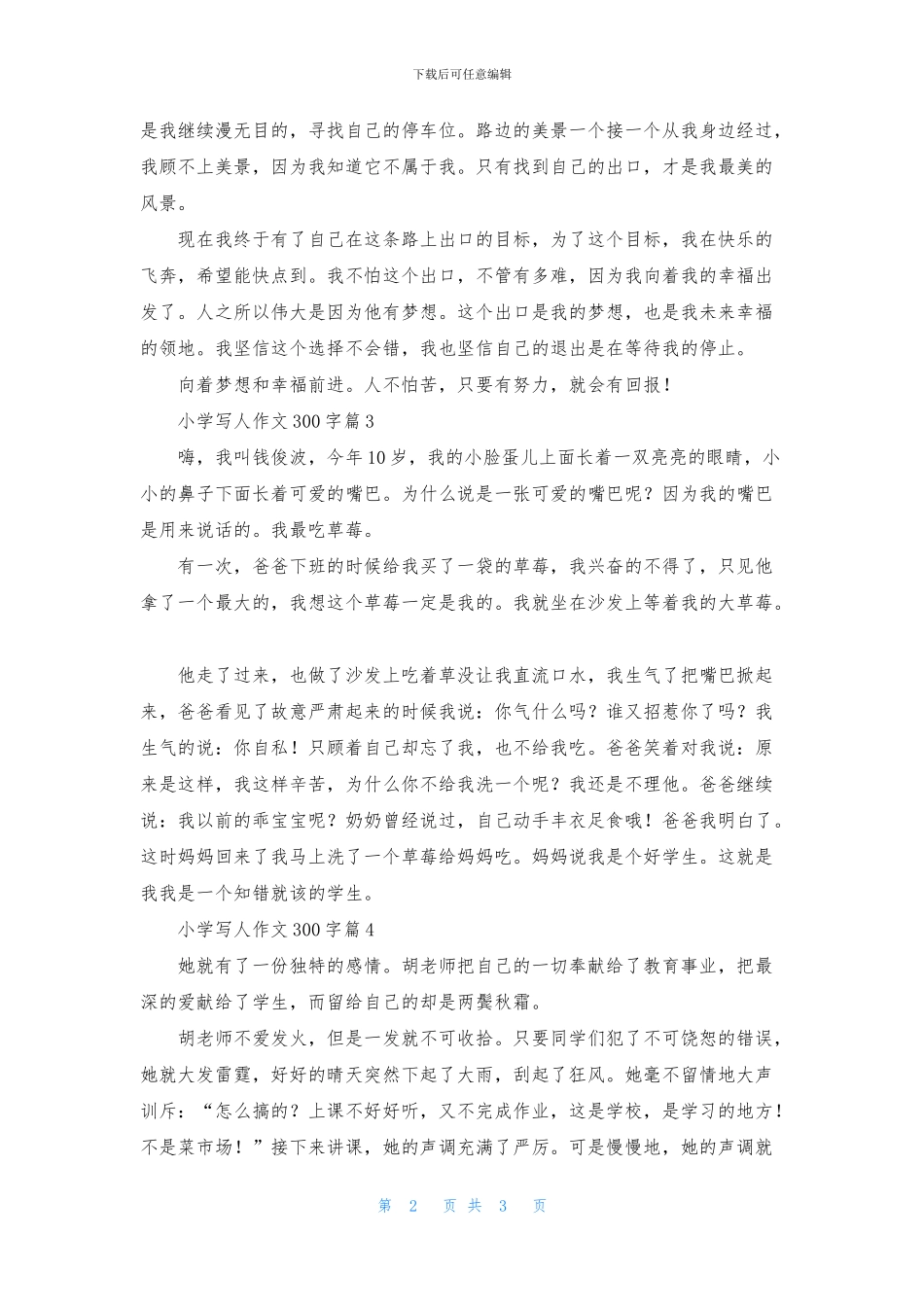 精选小学写人作文300字四篇_第2页