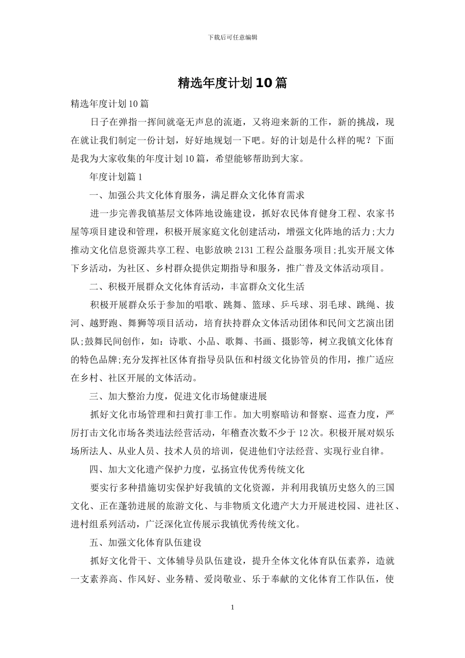 精选年度计划10篇_第1页