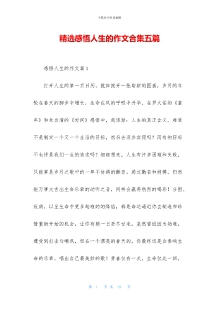 精选感悟人生的作文合集五篇