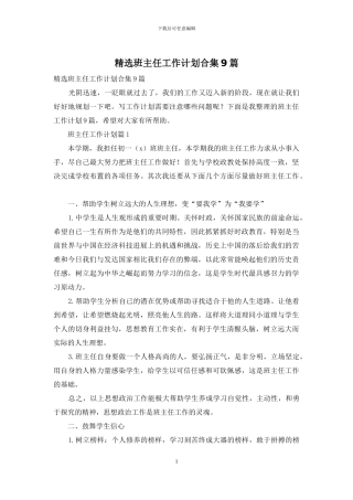 精选班主任工作计划合集9篇