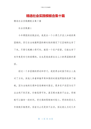精选社会实践模板合集十篇