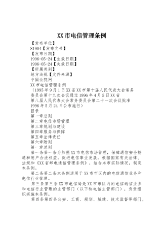 XX市电信管理条例