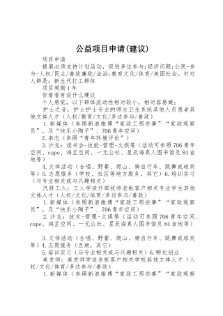 公益项目申请(建议)