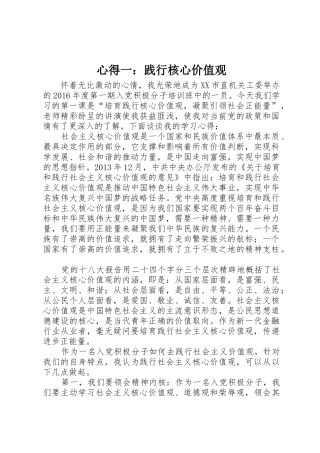 心得一：践行核心价值观