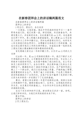 在新春团拜会上的讲话稿两篇范文