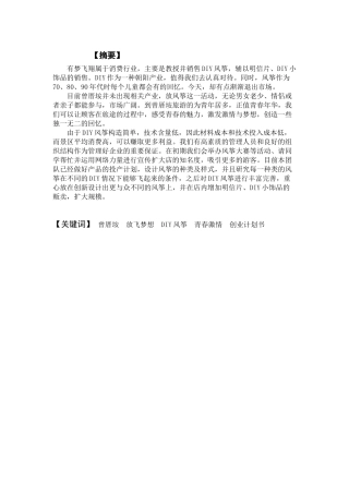 创业管理创业计划书有梦飞翔——DIY风筝