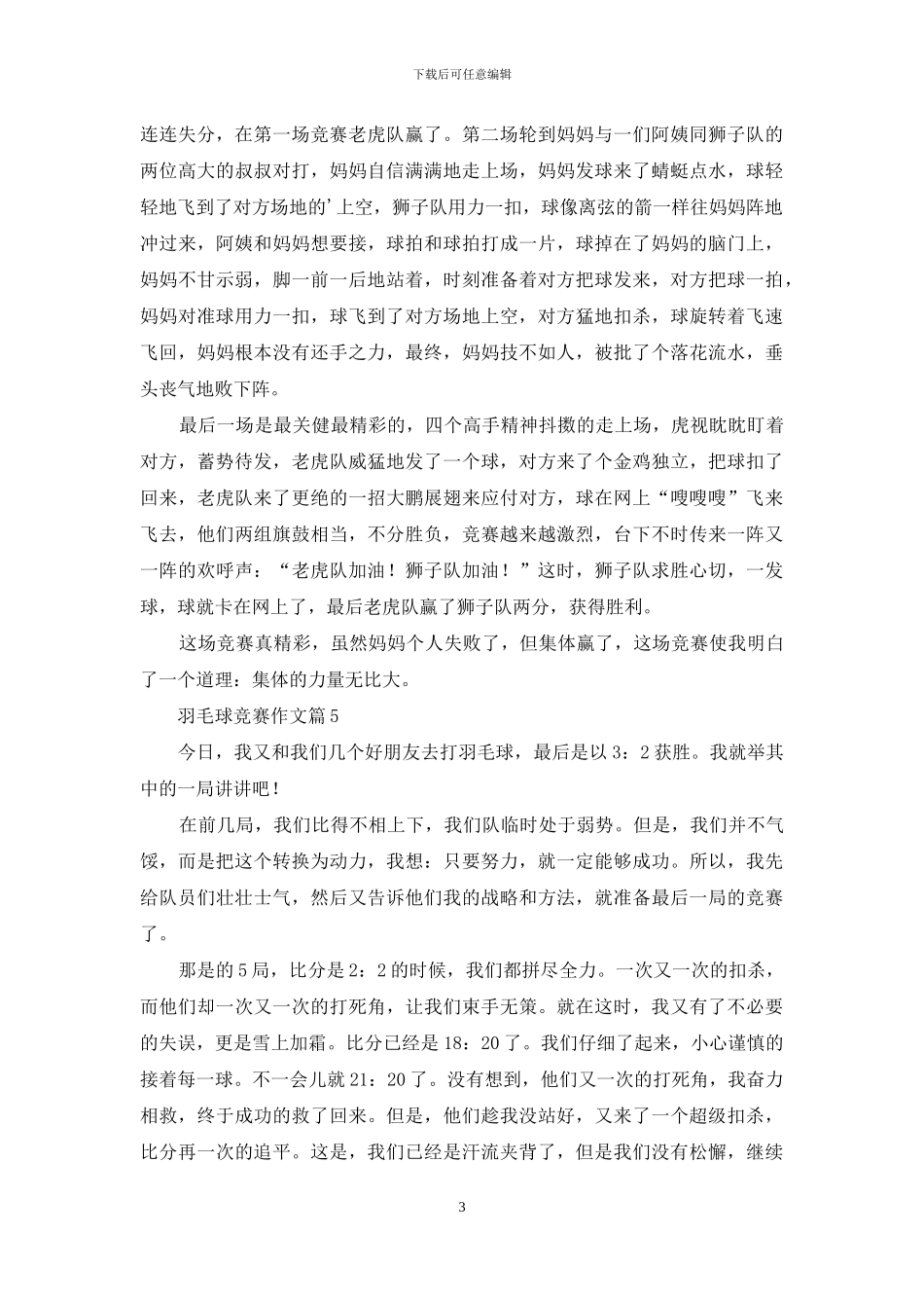 精选羽毛球比赛作文合集9篇_第3页