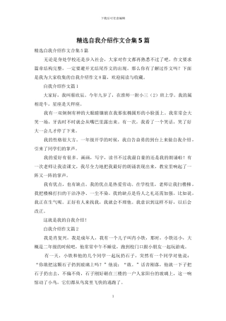 精选自我介绍作文合集5篇