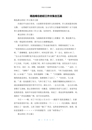 精选难忘的初三作文集合五篇