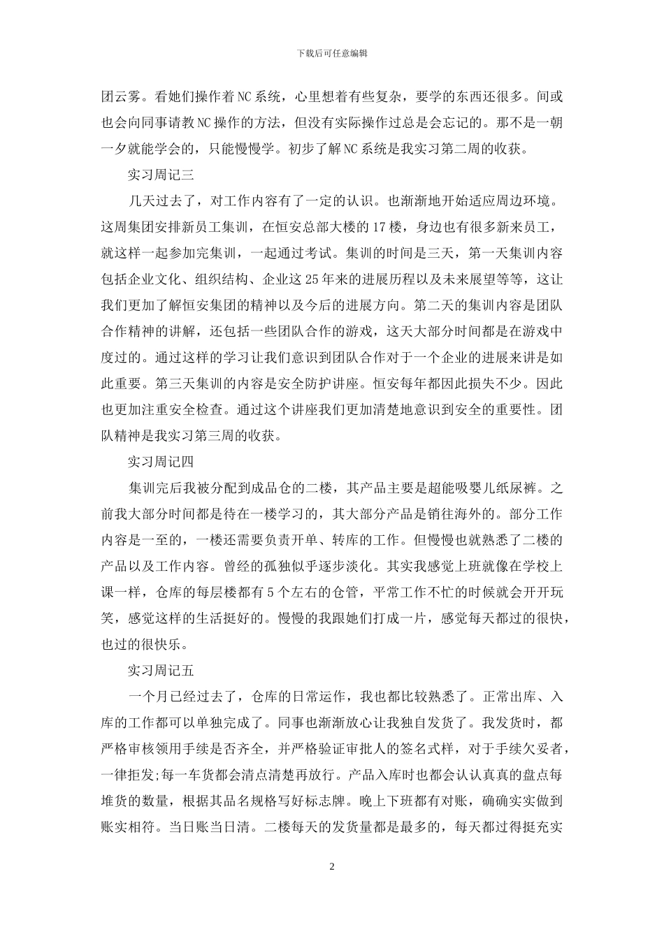 精选顶岗实习周记模板汇编7篇_第2页