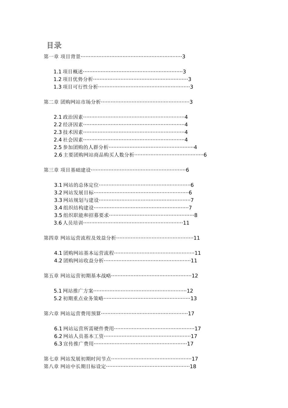 对团购网站项目运营商业计划书_第1页