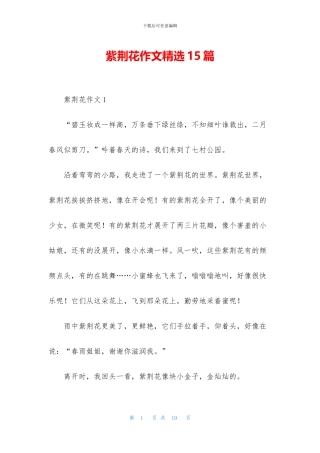 紫荆花作文精选15篇