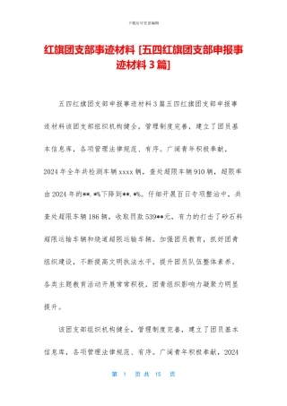 红旗团支部事迹材料-