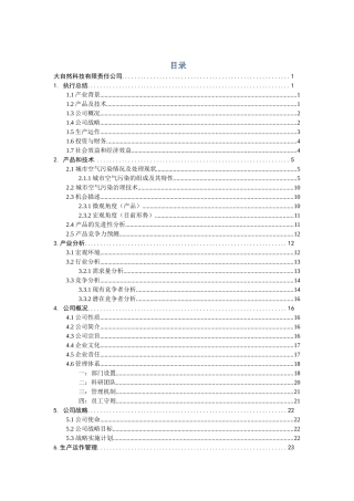 风云炫彩系列便携式空气净化器创业计划书