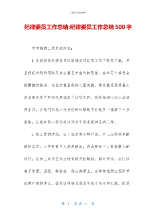 纪律委员工作总结