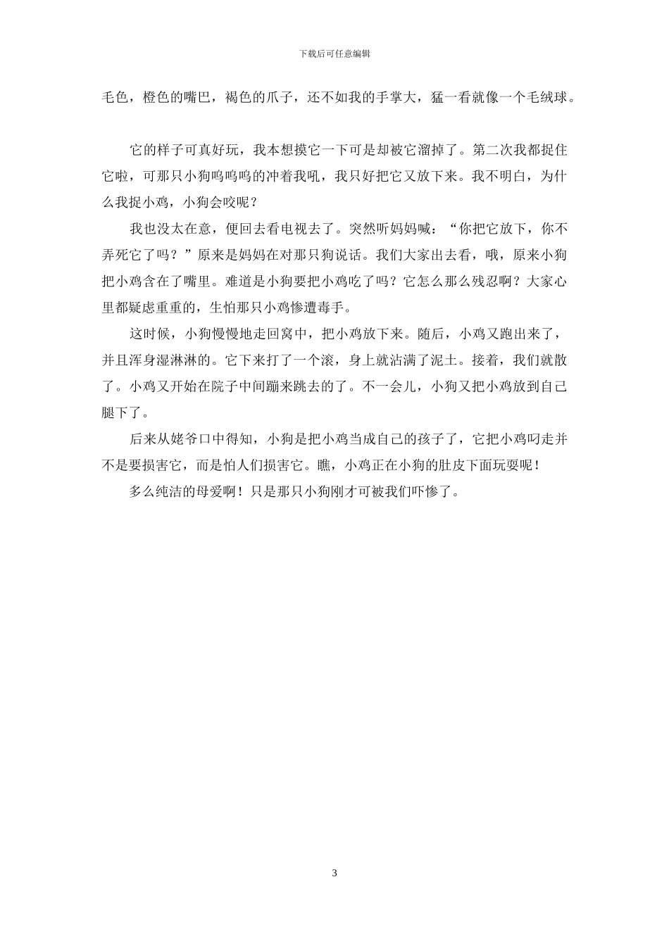 纯洁的母爱作文_第3页