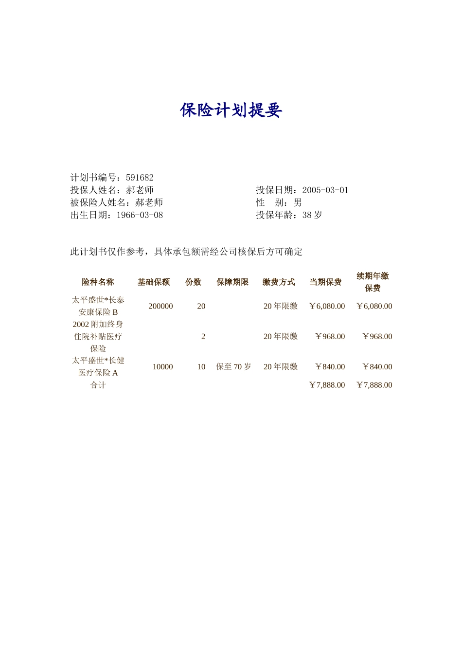 个人保险计划书_第3页