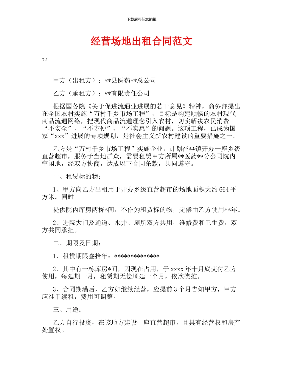 经营场地出租合同范文_第1页