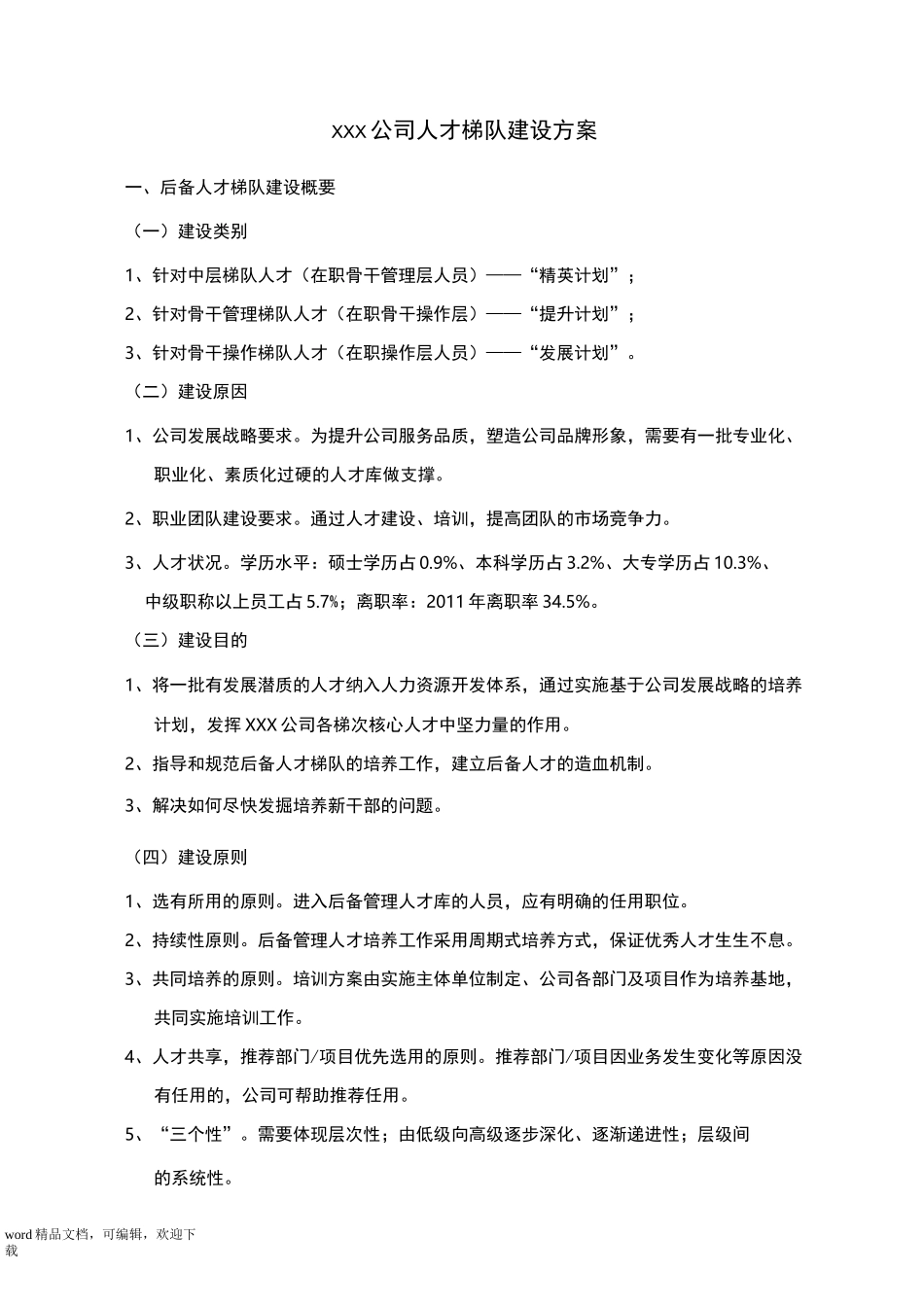 公司人才梯队建设方案详细_第1页